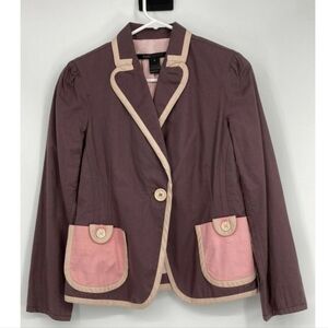 Vtg Marc Jacobs vintage women's cotton blazer in purple pink Patch pockets 12